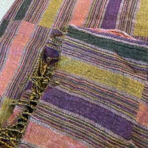 Striped wool shawl bought in Amsterdam! 66 x 24. Bright!